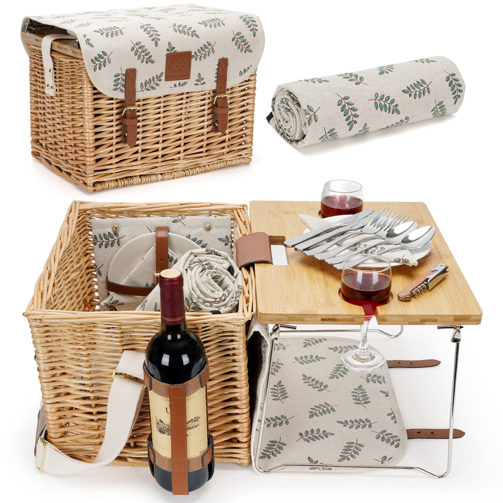 Amazon.com: WILLOW WEAVE Picnic Basket with Table, Picnic Basket